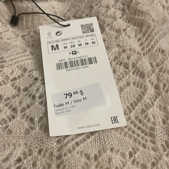 Zara Pointelle Knit Sweater NWT - Picture 3 of 3